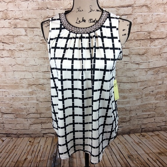 PerSeption Concept Tops - New Perseption Concepts Embellished Sleeveless Top